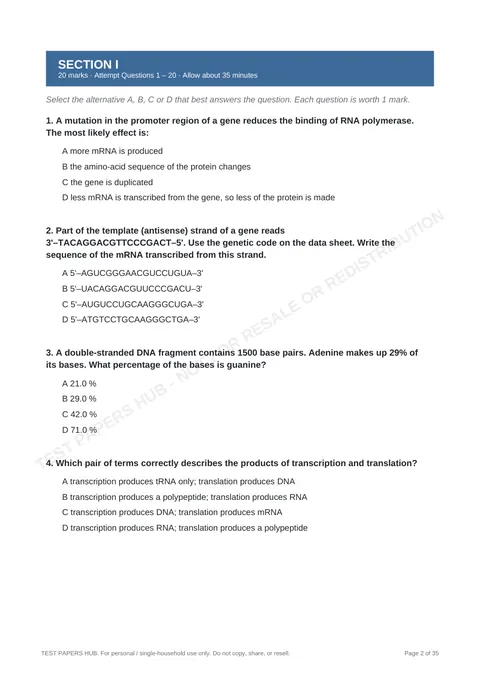 Questions preview