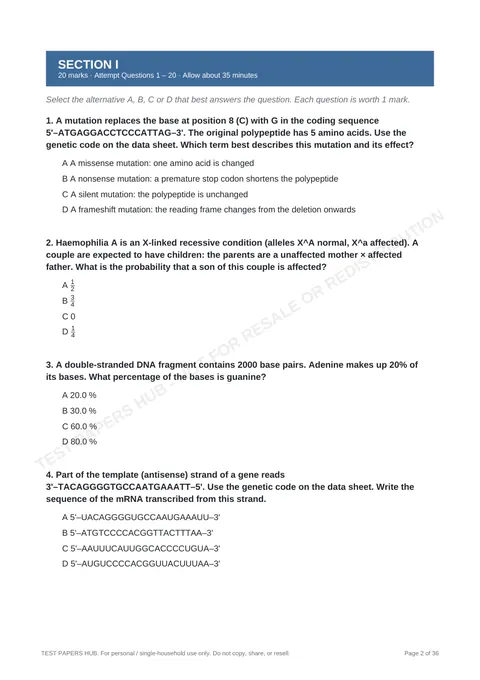 Questions preview