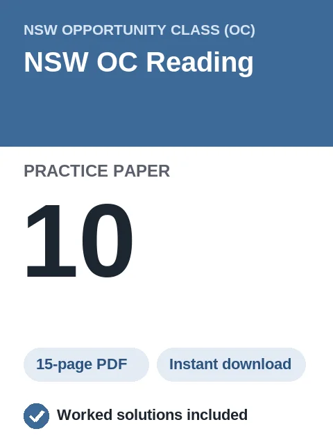 NSW OC Reading Practice Paper 10
