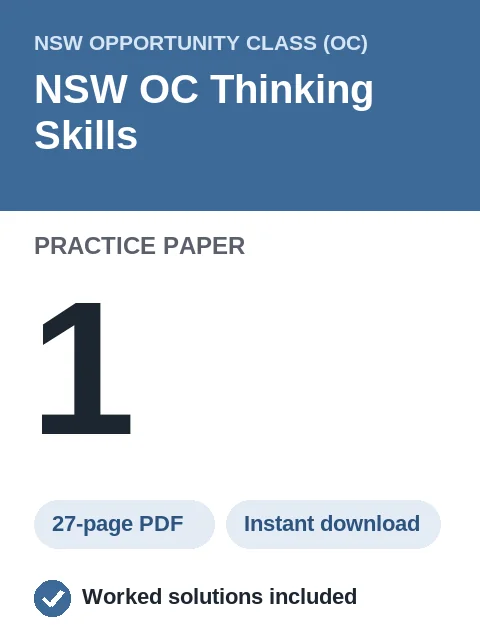 NSW OC Thinking Skills Practice Paper 1
