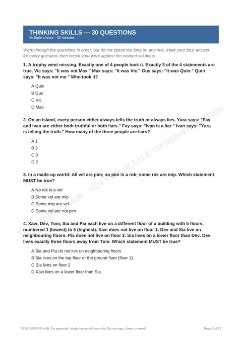 Questions preview