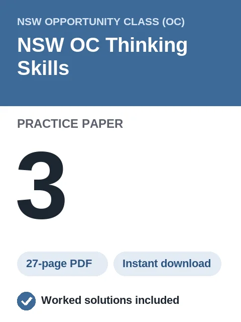 NSW OC Thinking Skills Practice Paper 3