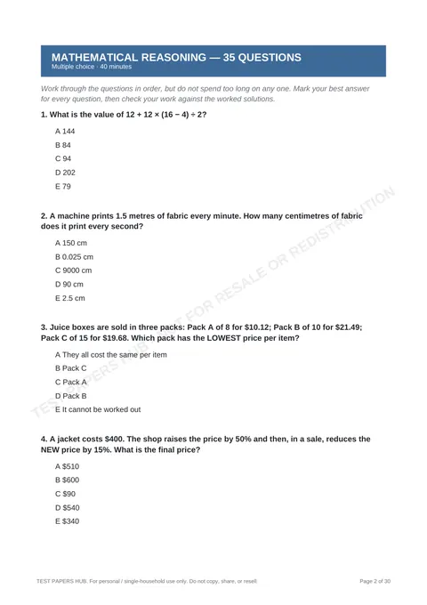 Questions preview