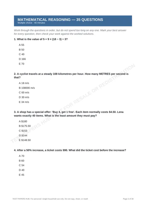 Questions preview