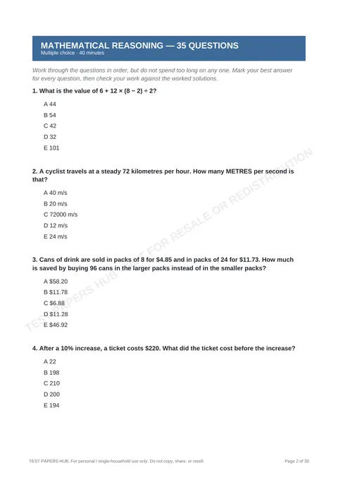 Questions preview