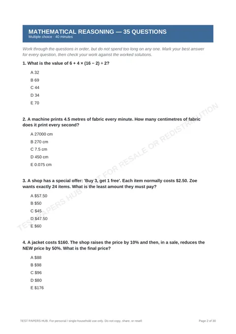 Questions preview