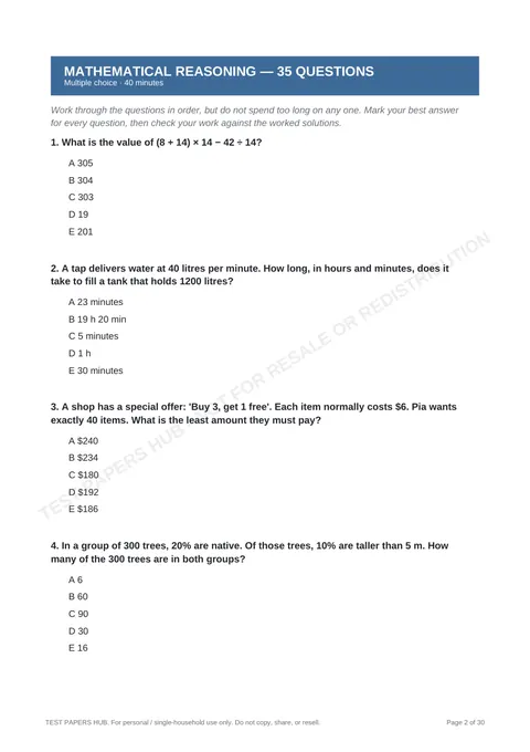 Questions preview