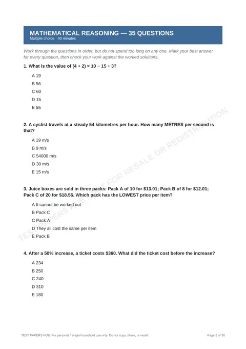 Questions preview