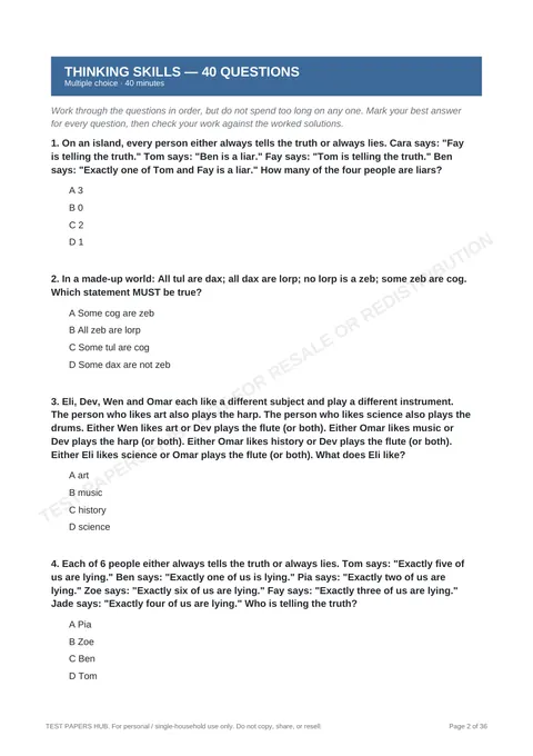 Questions preview