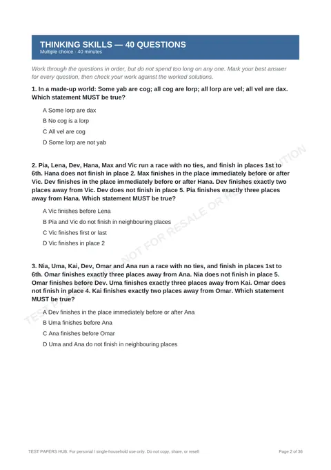 Questions preview