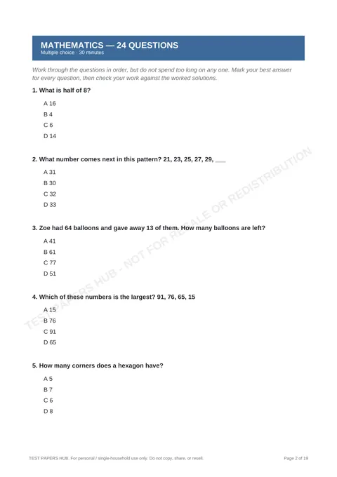 Questions preview