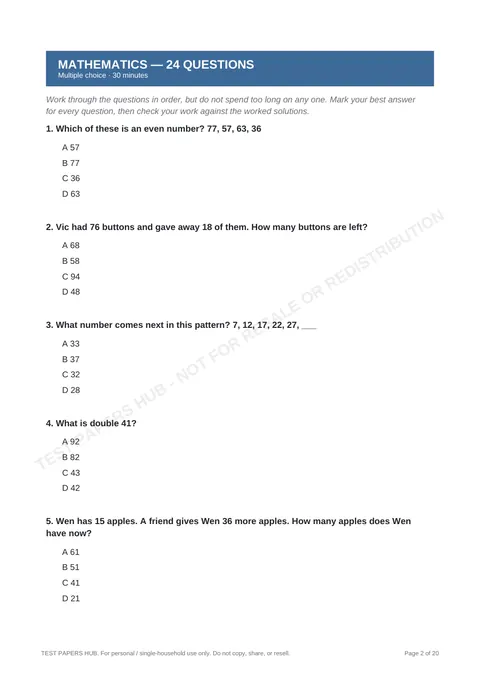 Questions preview