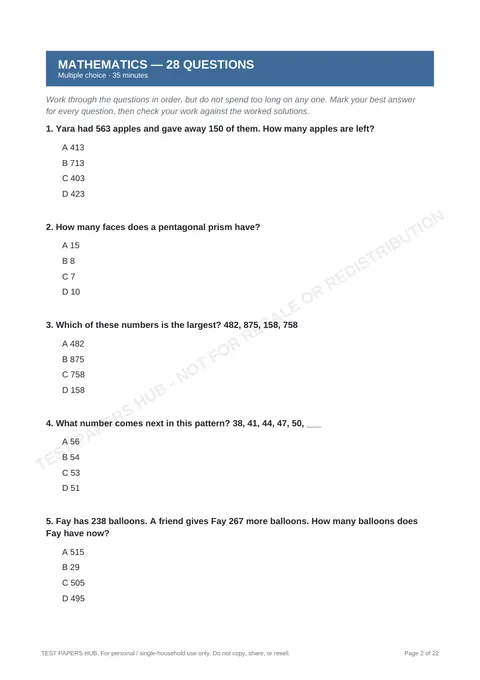 Questions preview