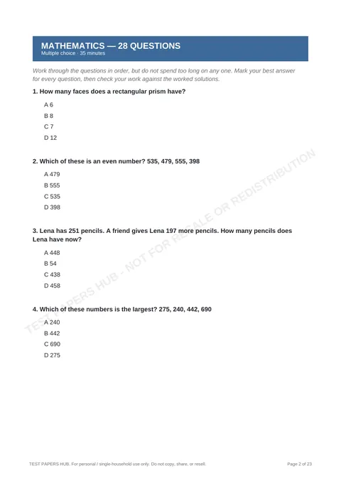 Questions preview