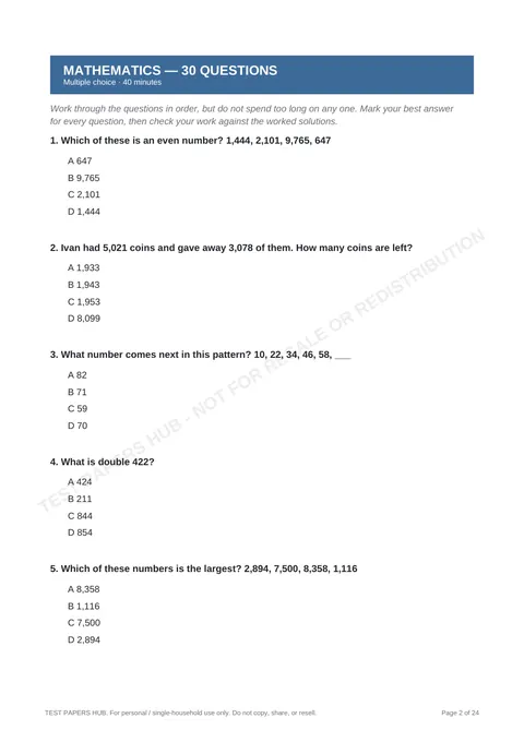 Questions preview