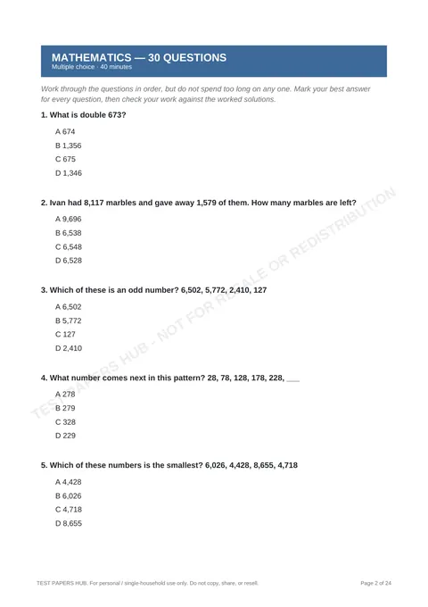 Questions preview