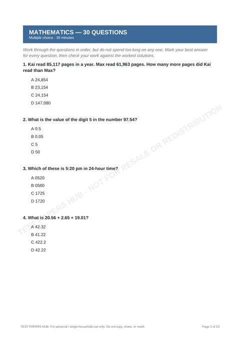 Questions preview