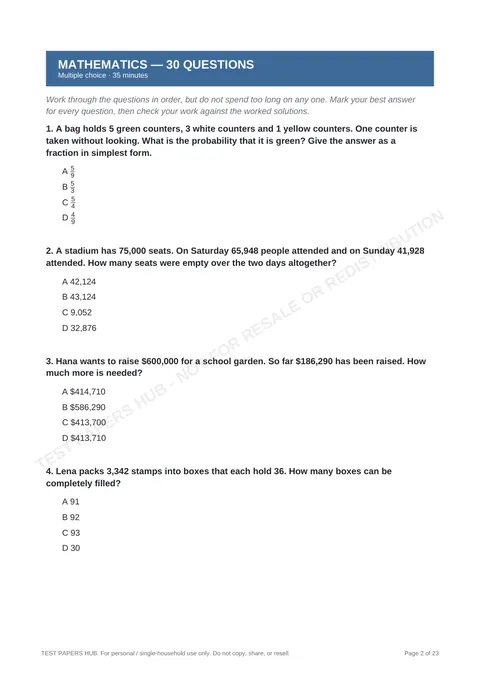 Questions preview