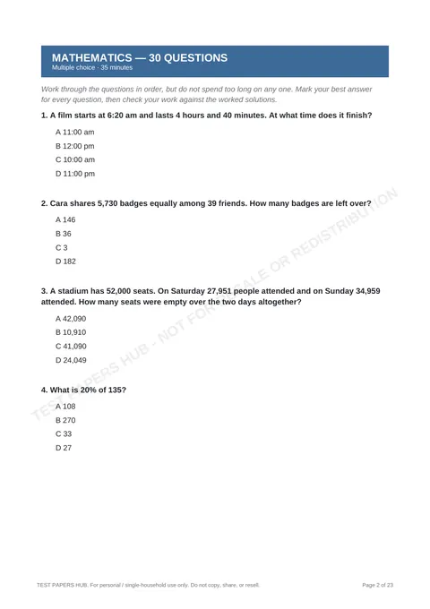 Questions preview