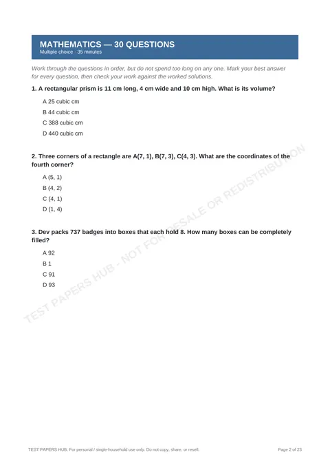 Questions preview