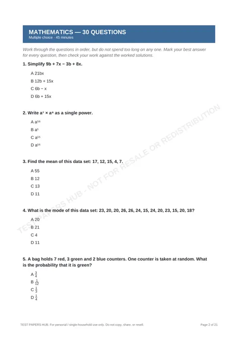 Questions preview
