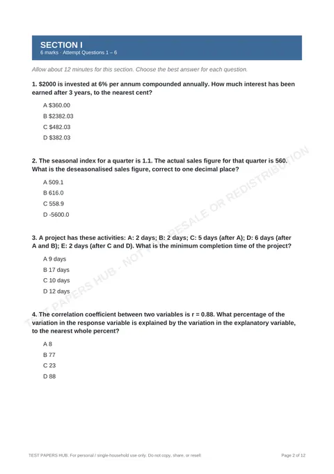 Questions preview