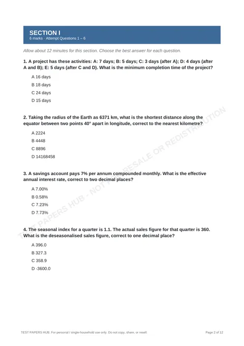 Questions preview