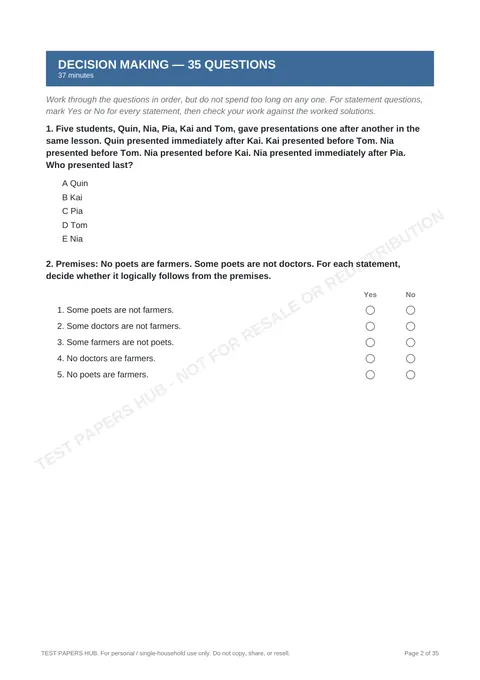 Questions preview