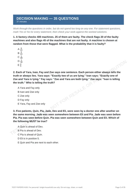 Questions preview