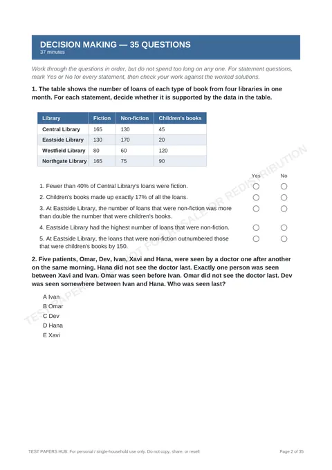 Questions preview