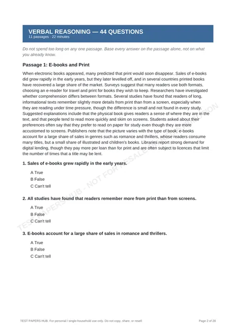 Questions preview